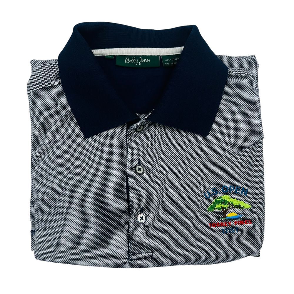Bobby Jones Golf Polo Shirt U.S. Open Torrey Pines 121st Cotton Navy Blue Size M